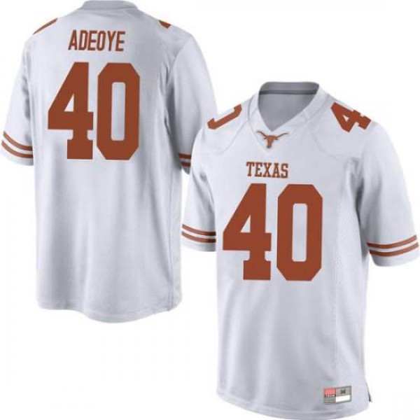 Mens University of Texas #40 Ayodele Adeoye Game Embroidery Jersey White